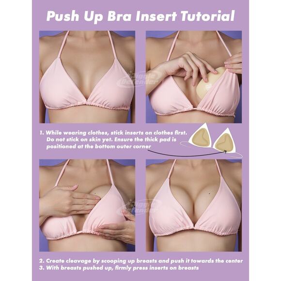 New Size C‎ Cup Double Sided Adhesive Push Up Padded Backless Bra Sticky Inserts - Picture 3 of 3